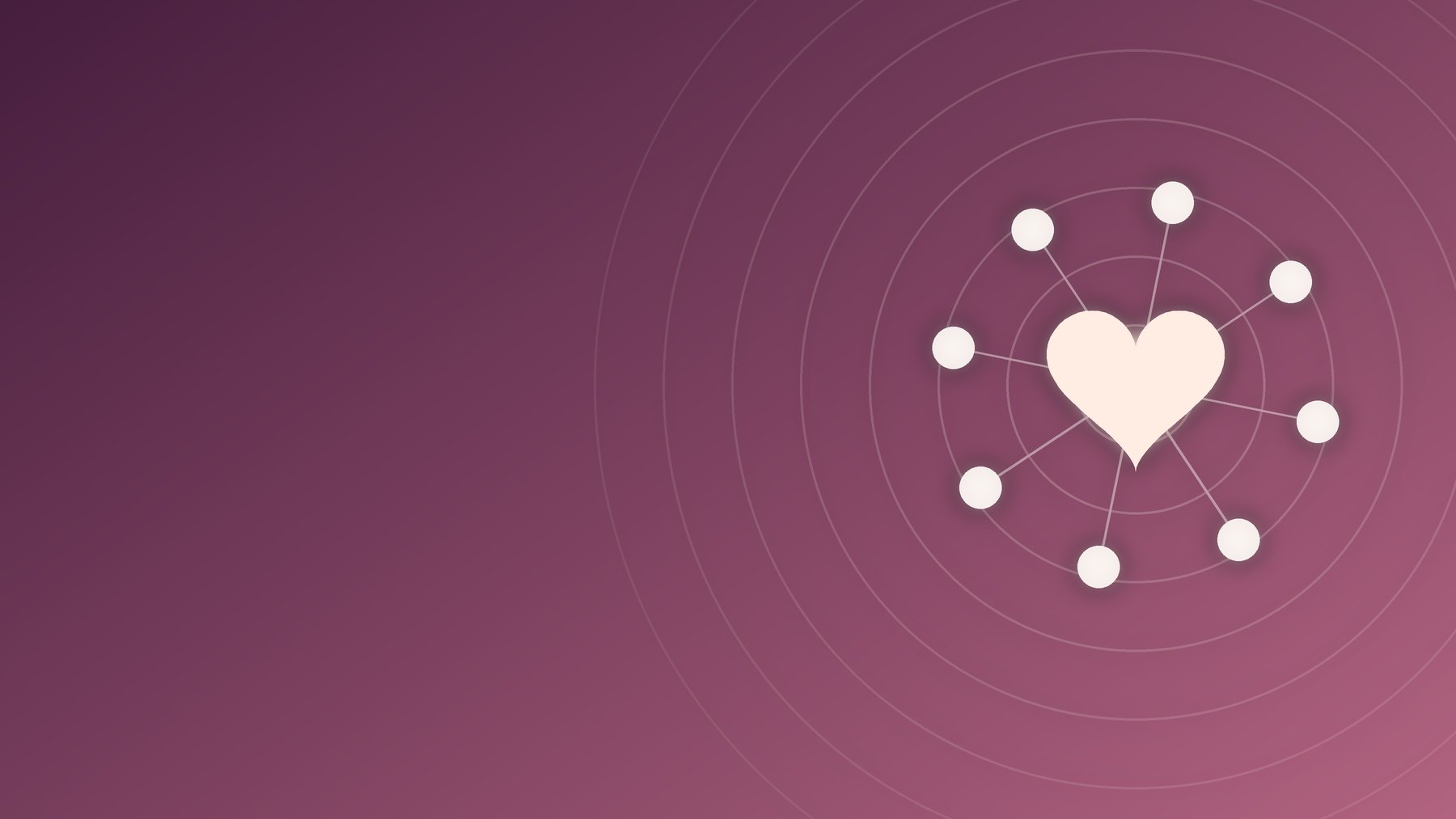 Illustration of a heart linked to a circle of smaller connected dots