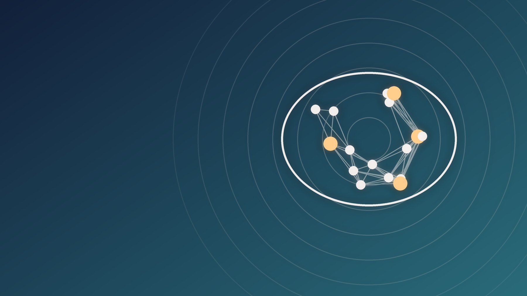 Illustration of a network of connected points inside a head-shaped outline